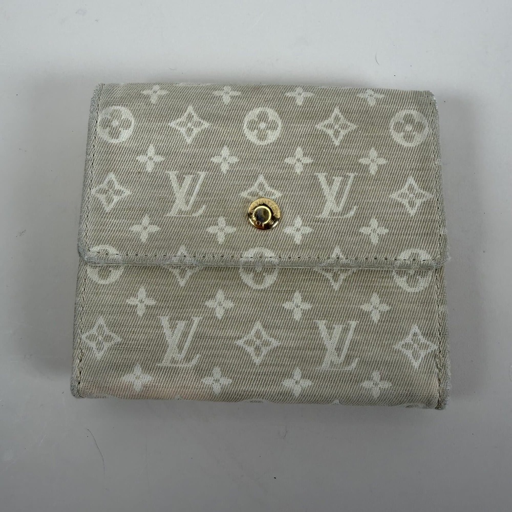 Louis Vuitton Monogram Mini Lin Elise Compact Wallet in Dune color